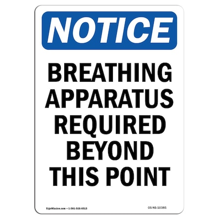 Signmission OSHA Sign, Breathing Apparatus Required Beyond, 14in X 10in Plastic, 10" W, 14" H, Portrait OS-NS-P-1014-V-10385